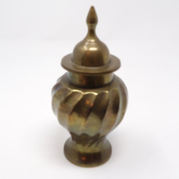 Vintage Brass Ginger Jar Twist Pattern 7 1/4" H  Made in India - Picture 6 of 10